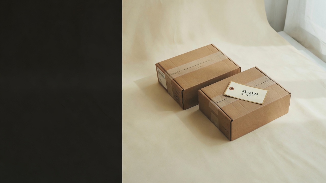 Kraft shipping boxes with asset tag XE-1104